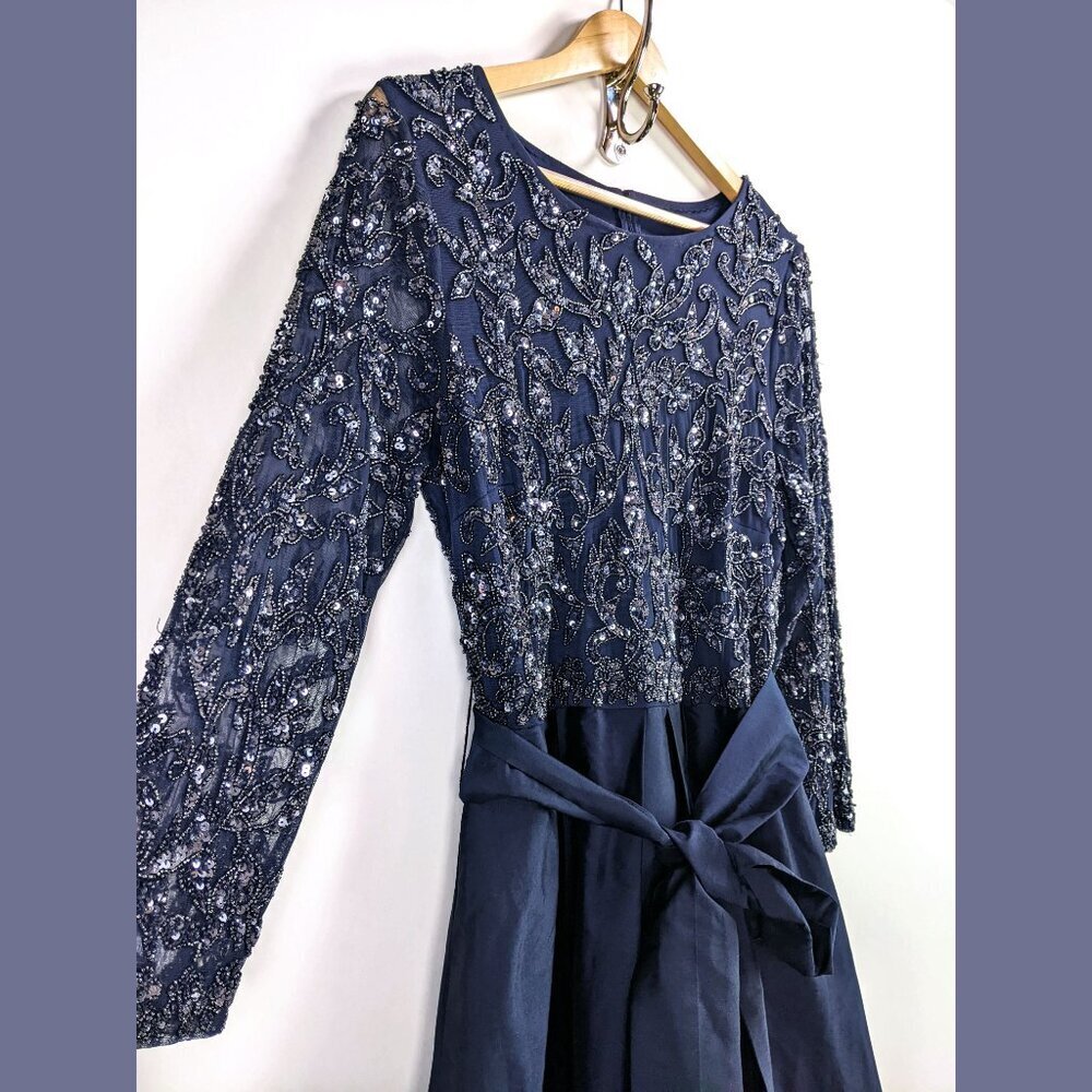 Pisarro Nights Womens Sequin Bodice Evening Gown Blue Size M - Picture 3 of 8